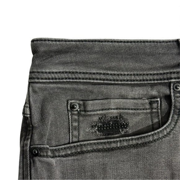 NWT INC International Concepts Novelty Destructed Washed Black Skinny Jeans 24W - Picture 4 of 9